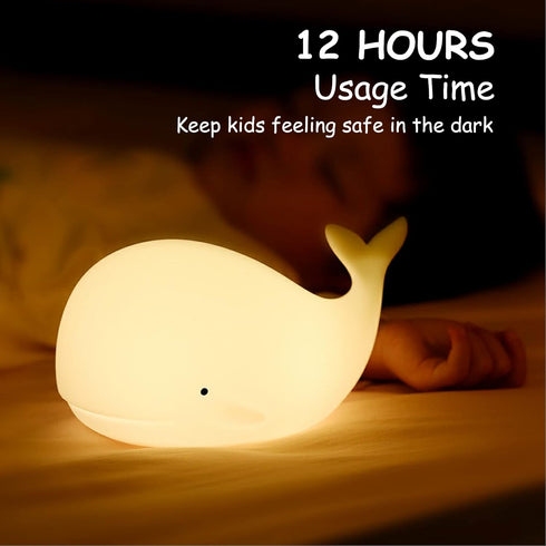 TriPro Under the Sea Nursery Decor Night Light, Soft Silicone Whale Lamp for Baby & Toddler Room, Ocean Theme Nursery