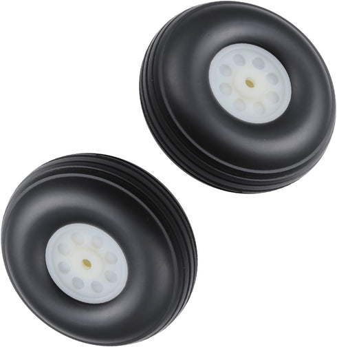 HobbyPark RC Airplane Wheels and Tires, PU with Plastic Hub, 2-Pack, 2.25"/F57mm