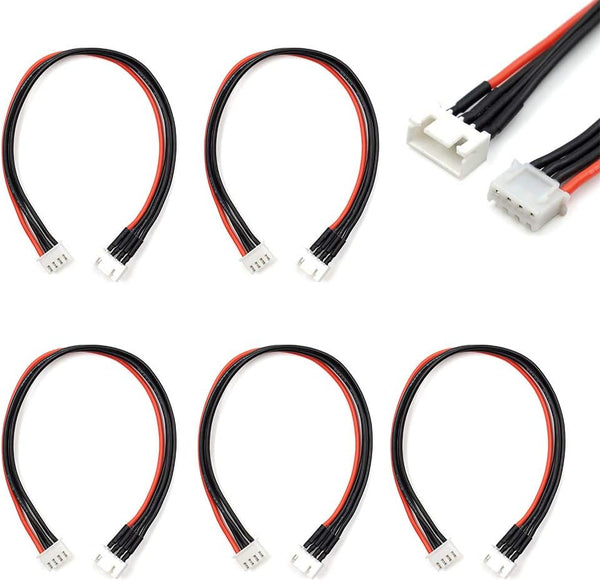 JST-XH 3S Balance Plug Extension Lead Wire, 200mm, 5 PCS for LiPo Battery Balance Charging, 22AWG Silicone