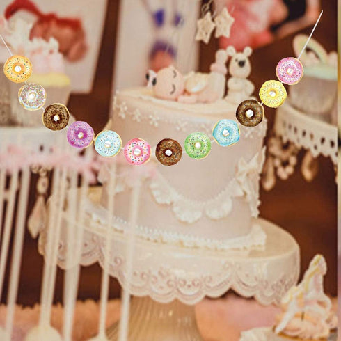 CC HOME Donut Theme Party Banner - Doughnut Birthday Decorations Supplies for Baby Shower