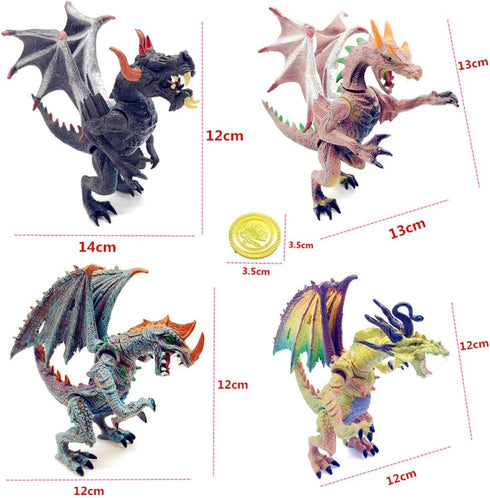 Ancient Dragon Knight 4pcs Action Figure with 20PCS Gold Coin
