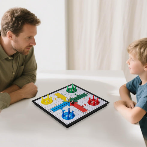 Set, 9.78 inches Ludo Board Game - Magnetic Folding Travel Suitable for Adults and Kids, Easy to Carry, in Size