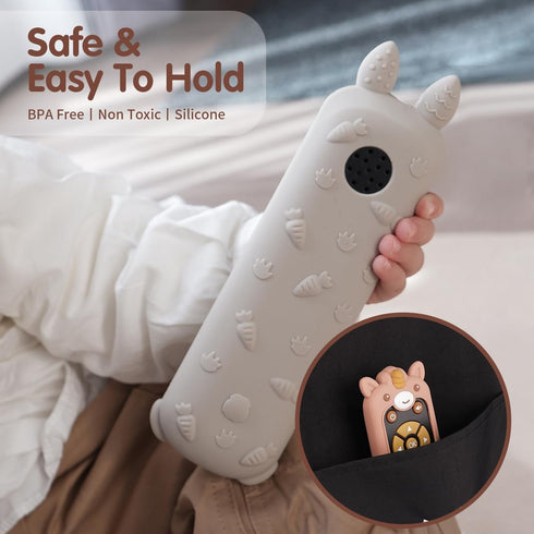 Nueplay Baby TV Remote Control Toy - Silicone Teether Cover - Early Number Learning in 3 Languages for Toddlers