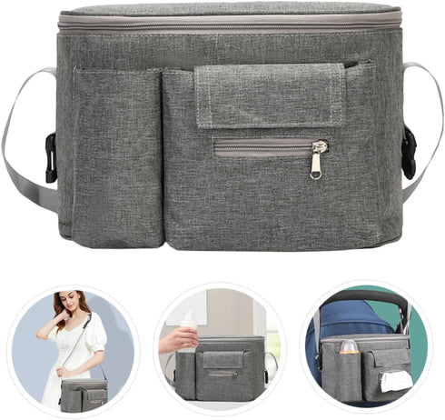 Mummy Kisangel Multi-functional Grey Stroller Diaper Bag Nappy Container Tissue Bottle Holder Portable Bag for Toys