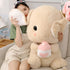 HOUPU 12.5 Inch Soft Toy - Sitting Lop Eared Rabbit with Carrot, Realistic Pink Plush Bunny