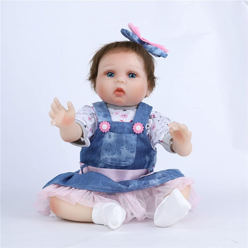 Reborn Baby Doll Clothes for 17-22 Inch Newborn Girl, Outfit Accessories with Denim Skirt 5pcs Set
