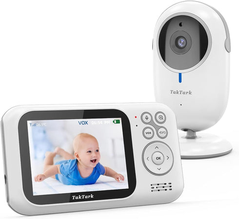 TakTark Baby Monitor with 3.2'' Color LCD Screen, 2 Way Audio, Night Vision, and Room Temperature Display
