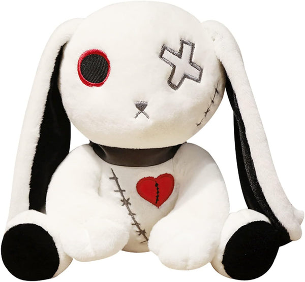 Rabbit Plush Doll, Crazy Rabbit Plush Toy, Halloween Scary Rabbit Stuffed Animal, Gift for Fans (Small White)