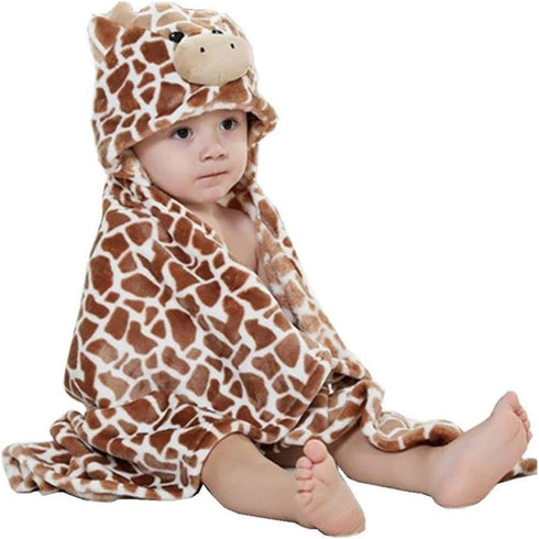 Gneliwm Baby Hooded Blanket Newborn Infant Soft Warm Swaddle Wrap Animal Face Coral Fleece Shower Bath Towel