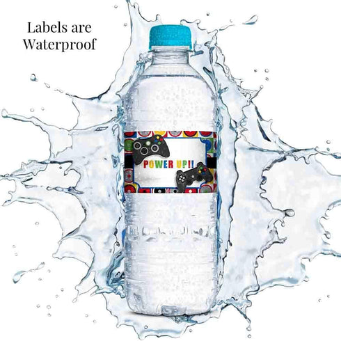 Game On Video Gamer Birthday Party Waterproof Water Bottle Sticker Wrappers - 20 Labels by AmandaCreation