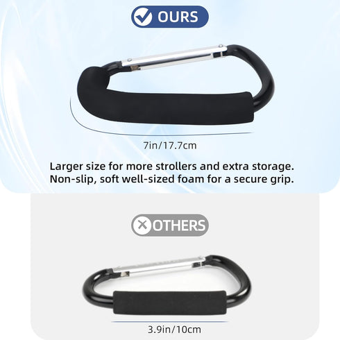 Generic 2 Pack 6.3" Mommy, Stroller Hooks, Large Stroller Clip, Extra Large Carabiner, Big Carabiner Clip Heavy Duty