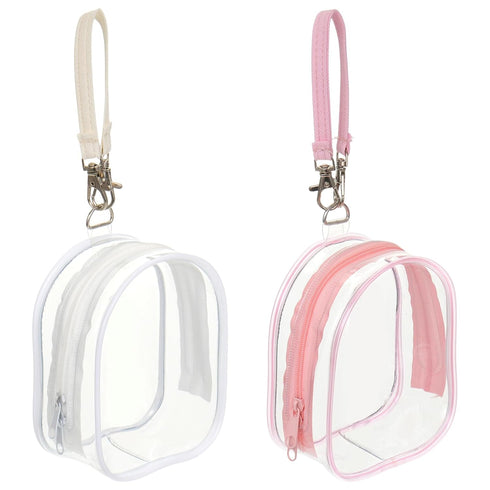 Hlimior 2 Pack Clear Holder Case with Checkered Strap for Pacifier Portable Storage