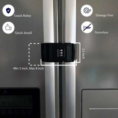 Premium Child-Proof Safety Bundle: 6 Adjustable Sliding Cabinet Door Code Locks & 2 Fridge Freezer Lock Latch Sets