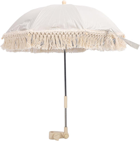 Hyuduo Adjustable Tassel Baby Stroller Sunshade Umbrella with Oxford Cloth & Steel Frame Clamp for Outdoor Travel