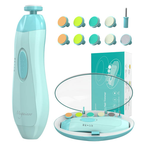 Baby Electric Nail Trimmer with LED Light, 10 Grinding Heads, Safe Electric Nail File for Newborns and Kids.