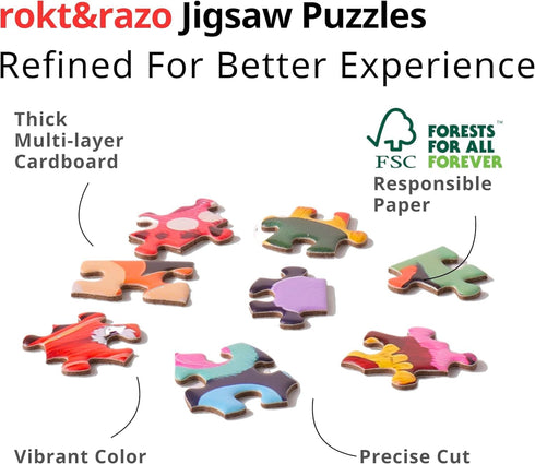 24 Pack, 1000 8 27.5 19.7 rokt&razo, Flower Speaks, Mini Pieces Floral Daily Puzzles with Glitter Finish, Full-Size