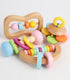 4 PCS Wooden Baby Rattle Set, Organic Colorful Rattles for Babies 0-12 Months, Wooden Teether Crochet Toy