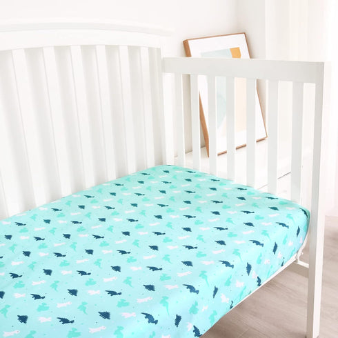 4-Pack, 52'' 28'' Crib Sheets for Boys or Girls Fitted Crib Sheet x for Standard Crib & Toddler Mattress, Soft