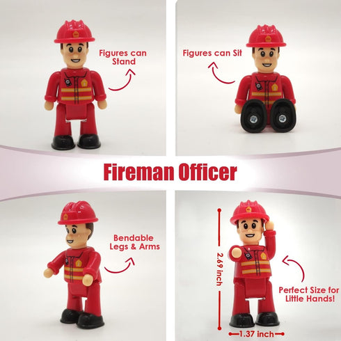 FUNERICA Toy Fireman Action Figures for Kids, Firefighter Figurines Community Helpers Toys for Fire Station Playset