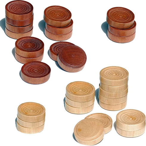 2 in 1 Wood Chess Pieces + Checker Pieces Without Board (3.5 inches)