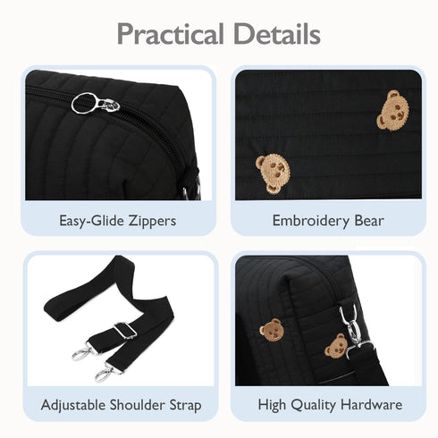 LORADI Versatile Diaper Bag Tote with Insulated Pockets & Stroller Hooks - Ideal for Newborn Travel