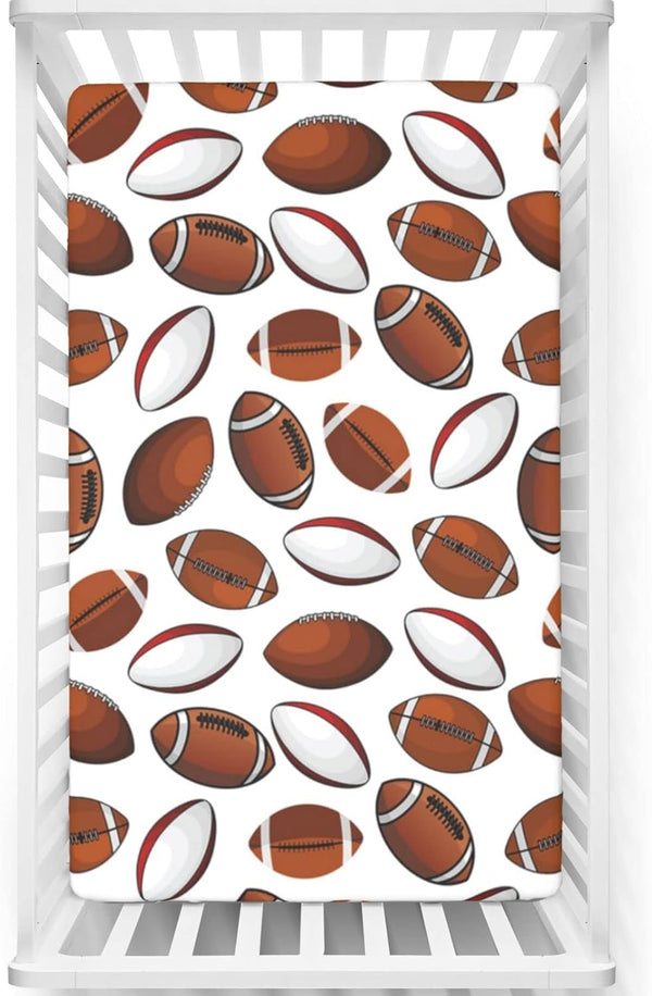 American Football Themed Fitted Crib Sheet,Standard Crib Mattress Fitted Sheet Soft Toddler