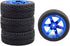 4PCS 1:10 RC Tires and Plastic Wheels Rims for 1/10 Scale On Road Touring Racing Drift Car Traxxas HSP HPI Tamiya (Blue)