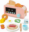 Pillowhale Bagel & Toast Pop-Up Toaster 18-Piece Wooden Breakfast Playset, Montessori Kitchen