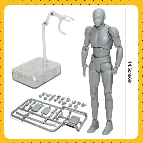 Action Figures Body-Kun DX & Body-Chan DX PVC Figure Model Drawing for S H Figuarts (Gray, Male)
