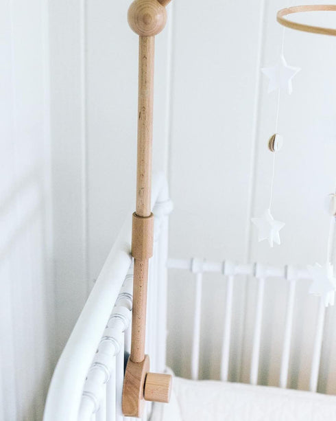 (31 inch, 100% Baby Crib Mobile Arm Wooden Holder - Baby Mobile Hanger for Crib Natural Beechwood) Strong Anti Slip