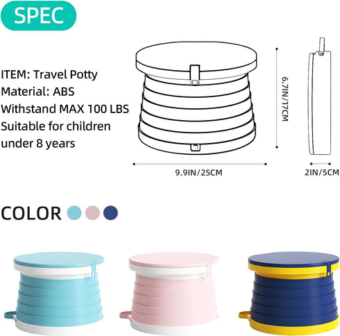 dollybeeear Travel Potty Seat Fold-and-Go Portable Training Toilet for Baby, Kids, Toddlers, Foldable Easy to Use