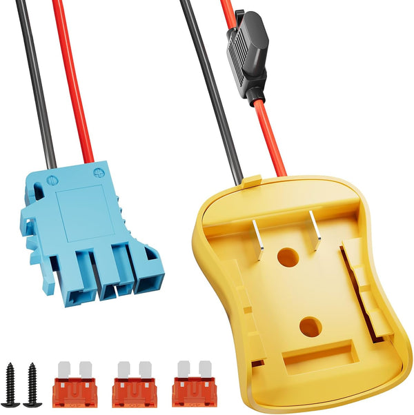 Dewalt 20V Battery Adapter for Power Wheels with Wire Harness Connector - Compatible with Peg-Perego Ride-on Car