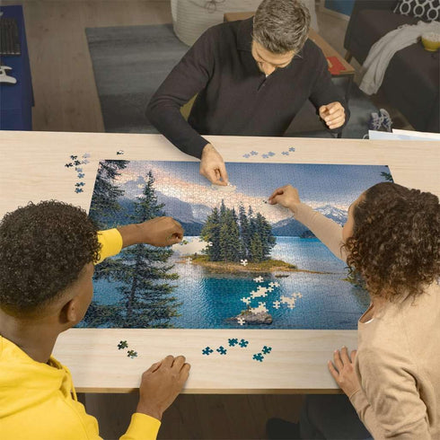 2000 Ravensburger - Spirit Island, Canada - Piece Jigsaw Puzzle - Featuring Stunning Mountains, Vivid Water, Evergreens