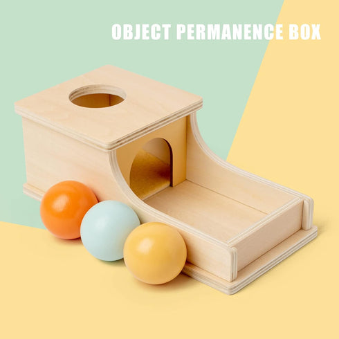 Busy Edition Montessori Toys for Babies 6-12 Months, Object Permanence Box Wooden Ball Drop Toy for Toddlers