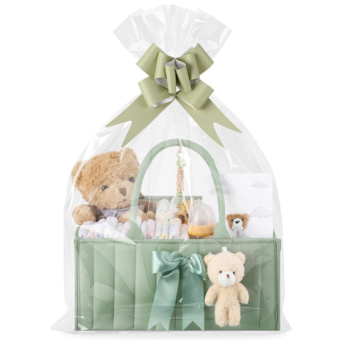 LemonRoad Baby Diaper Caddy Organizer Stylish Newborn Essentials Tote Bags with Bear Plush,
