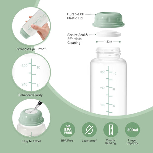 11oz Momcozy 12oz, 4PCS Breastmilk Storage Bottles, Compatible with Milk Cooler Narrow Neck Baby Bottles, BPA-Free