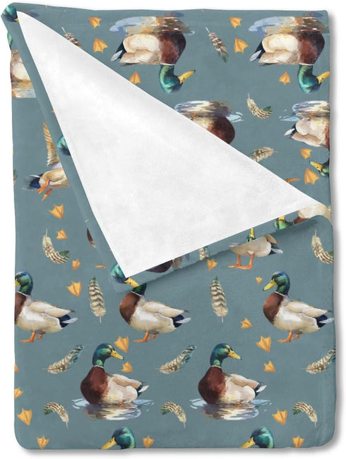 Vintage Duck Hunting Baby Blanket - Soft Swaddle Blanket for Boy Girl, Mallard Ducks Flannel Receiving Blanket