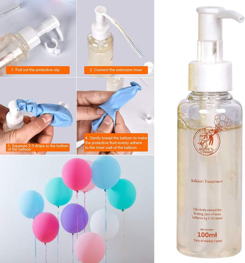 Kit(100 ml) Xiaokeis Hi-Float Balloon Care Treatment Liquid Bottle with Pump- Effective Helium Balloons Protective