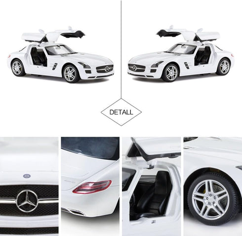 RASTAR Benz Remote Control Car 1:14 RC Mercedes Benz SLS AMG Model Toy for Kids, Open Doors by Manual - White 2.4GHz