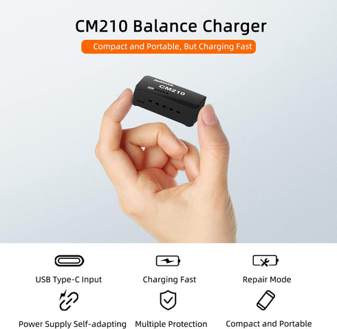 Radiolink CM210 20W 1.5A 2S 7.4V SCX24 SCX10 Faster LiPo Battery Balance Charger USB Type-C Connector for RC Airplane