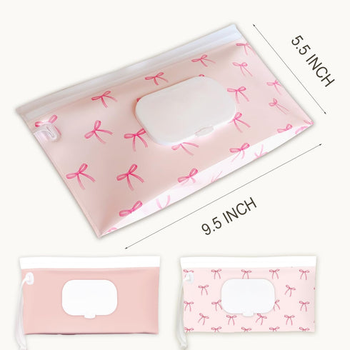 eoscasely 2 Pack Wipe Dispenser and Wipes Container, Reusable Wipes Holder and Travel Wipes Case, Refillable Pouch