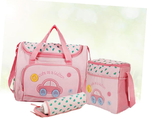 Set Large Capacity Diaper Bag for Moms Multi-Functional Travel Tote Changing Pad Stylish Car Pattern for Baby Nursing