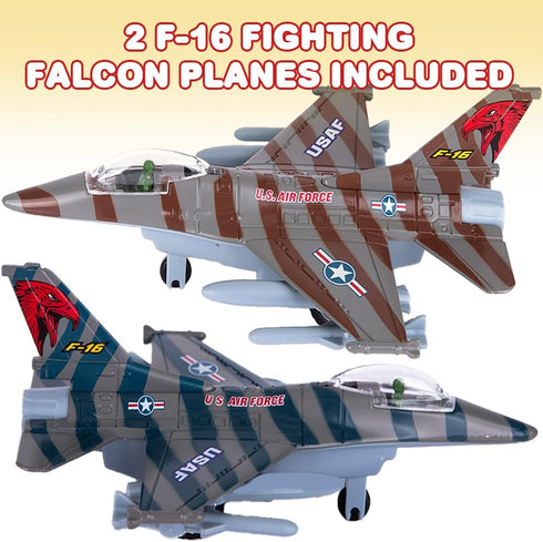 ArtCreativity F-16 Fighter Jet Toy Set, 2 Pack F16 Fighting Falcon Diecast Metal Airplanes for Kids