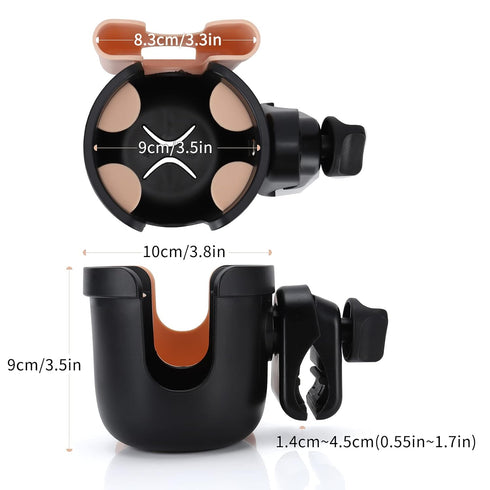Accmor Stroller Cup Holder with Phone Holder - Universal Cup Holder for Strollers, Bikes, Wheelchairs