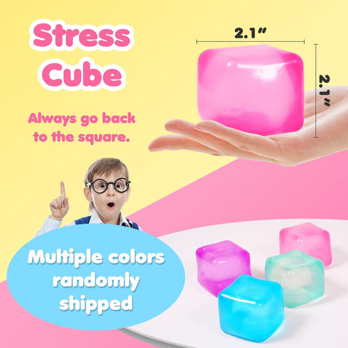 FauKait 3pack (3pcs Stress Cube Squishy Stress Balls for Adults Kids Fidget Toy for Your Best Mellow and Chill -Ice
