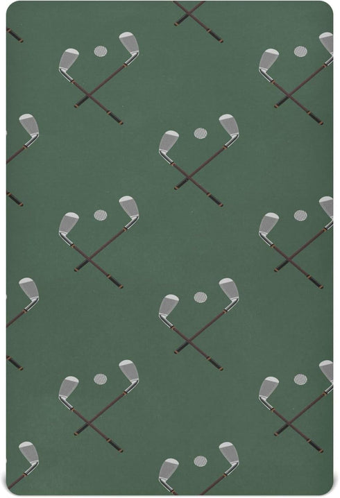 Mazeann Sports Golf Ball Green Crib Sheets Soft Breathable Fitted Baby Crib Sheets
