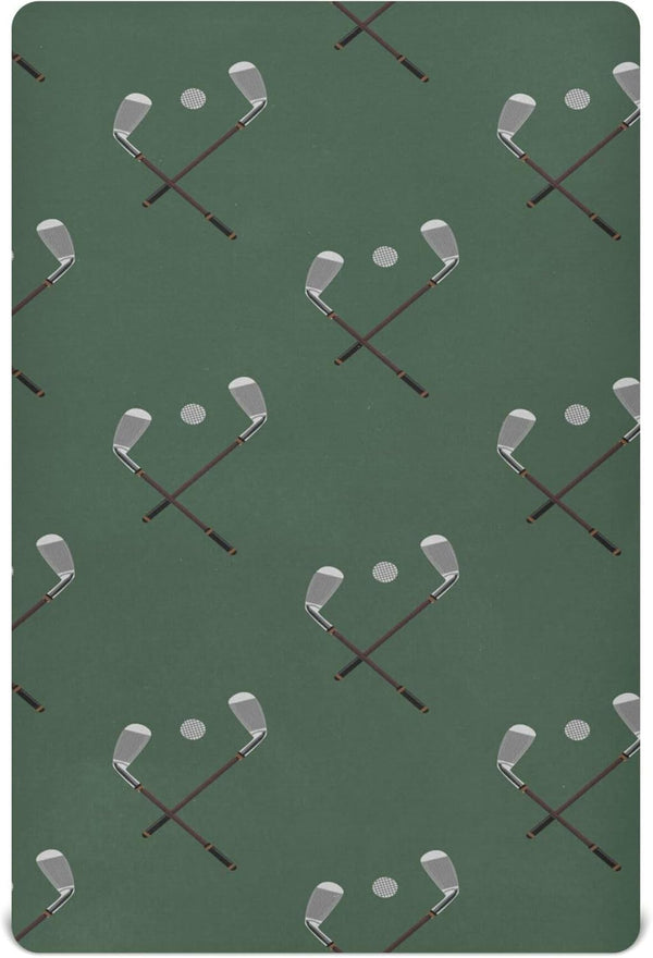 Mazeann Sports Golf Ball Green Crib Sheets Soft Breathable Fitted Baby Crib Sheets