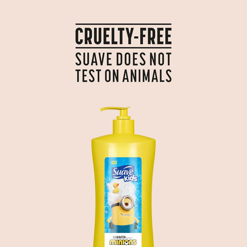 3-In-1 28 oz(Pack 4) Suave Kids Minions Shampoo, Conditioner, and Body Wash, For Tear-Free and Gentle Cleansing
