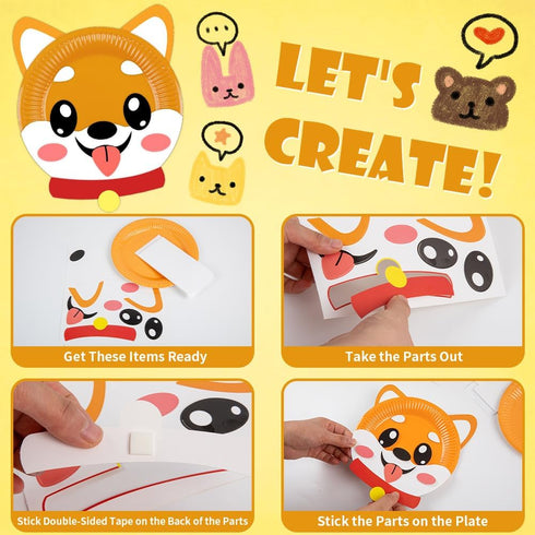MDCGFOD 16 Pack 3 4 5 6 Arts and Crafts for Kids, Toddler Crafts Animal Paper Plate Art Kit Gift for Year Old Boys