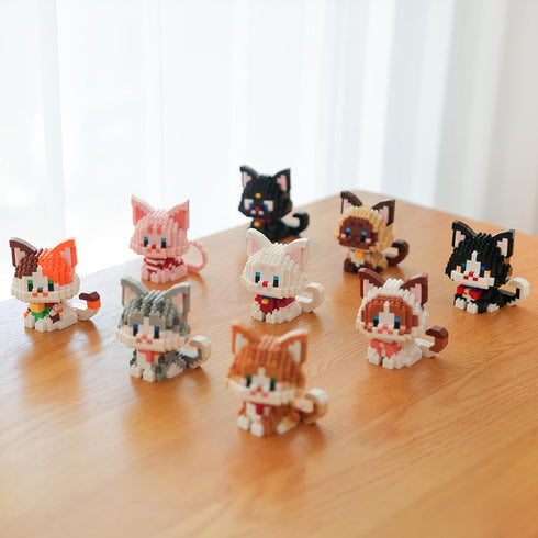 Myweyde 381Pcs) Cow Cat Building Blocks - Mini Orange, Ragdoll, Tricolor, White, and Lucky Black Micro Bricks (Ragdoll